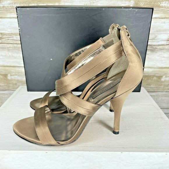 BCBG Max Azria Women Gold Cross Strap Stiletto Sli - Picture 4 of 8